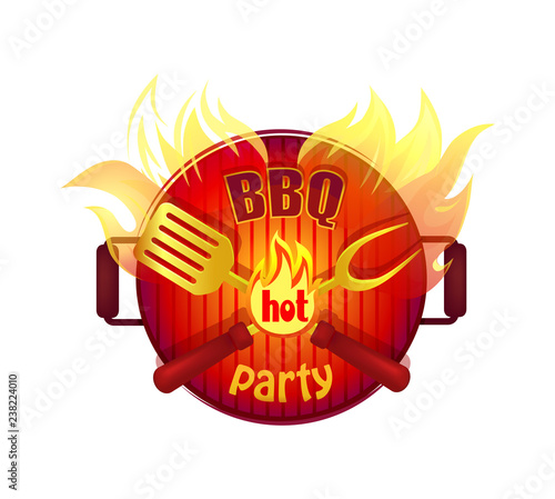 BBQ Hot Party Barbeque Icon Vector Illustration