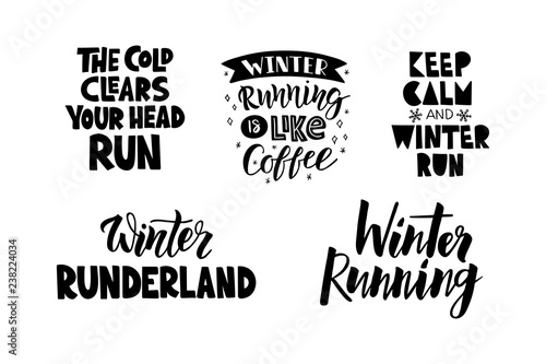 Winter running lettering