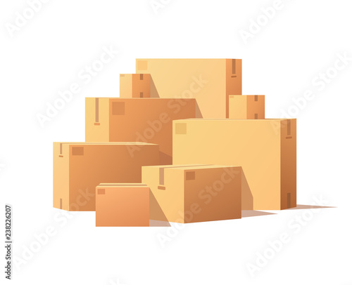 Pile Parcel Cardboard Boxes Stacked Sealed Goods