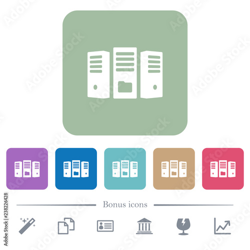 File server flat icons on color rounded square backgrounds photo