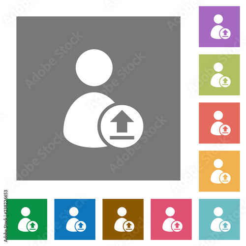 Upload user account square flat icons