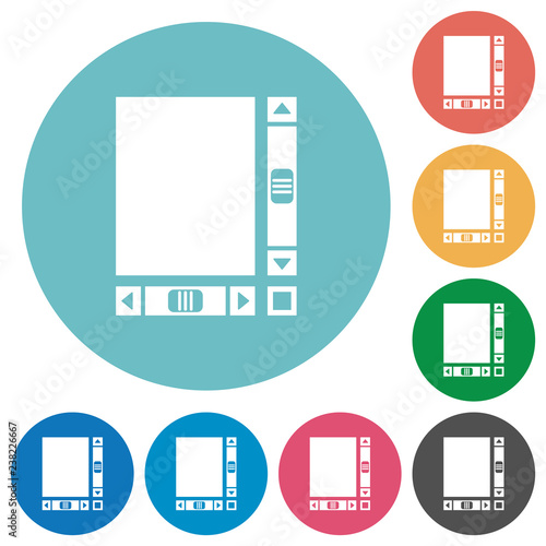 Blank document with scroll bars flat round icons
