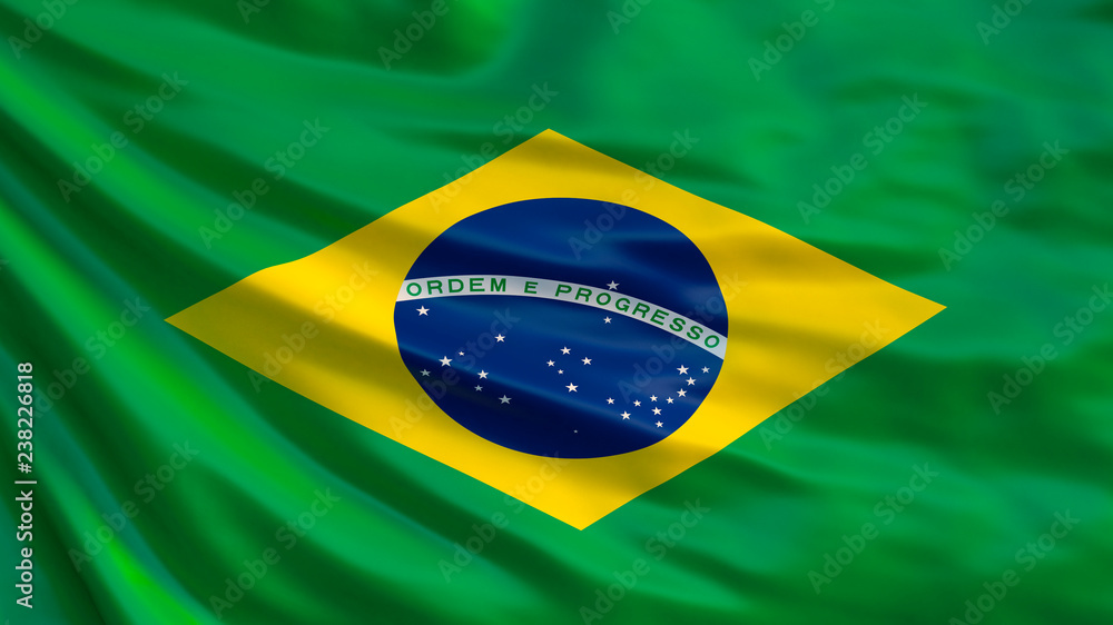 Fototapeta premium Brasil. Waving Brasilian flag. 3D illustration