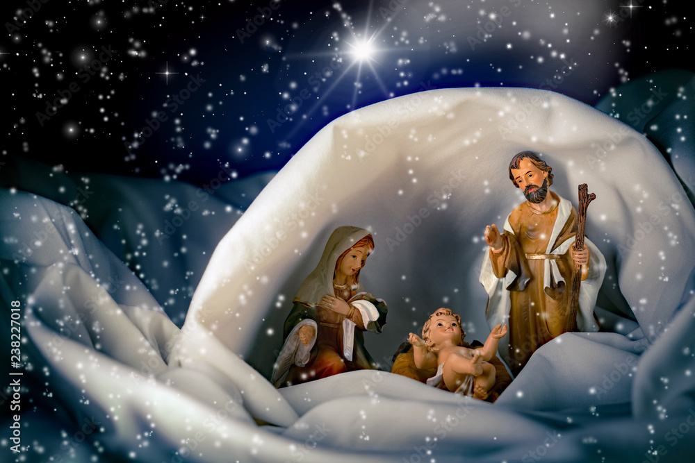 Natale - Presepe con capanna e stella cometa Stock Photo | Adobe Stock