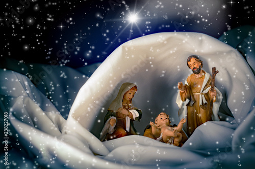 Natale - Presepe con capanna e stella cometa