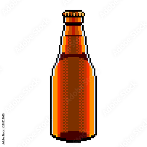 Pixel beer bottle detailed illustration isolated vector