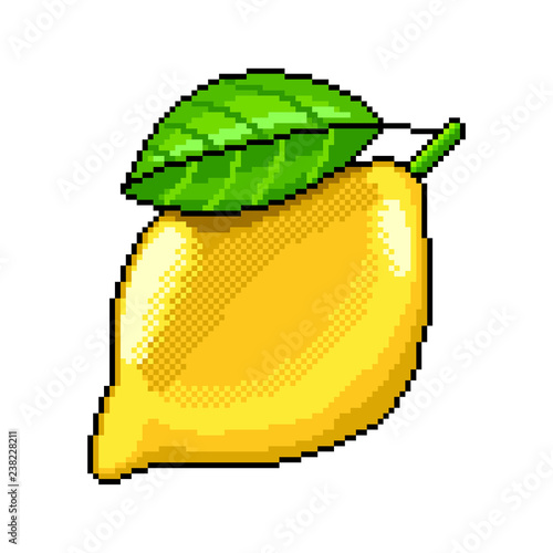 Pixel lemon fruit detailed illustration isolated vector