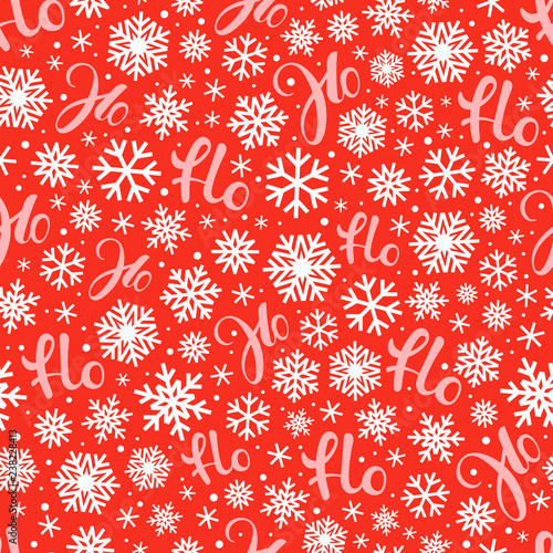 Santa says Hohoho. Red vector pattern seamless texture for Christmas packaging