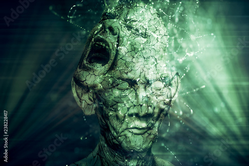 Abstract Artistic Colorful Powerful Screaming Sculpture Background