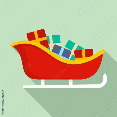 Santa sleigh icon. Flat illustration of santa sleigh vector icon for web design