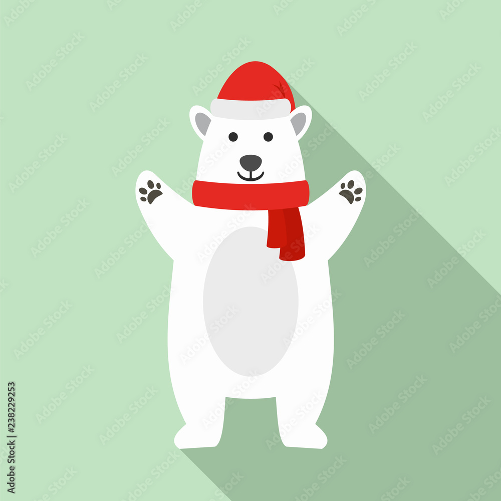 Polar bear xmas icon. Flat illustration of polar bear xmas vector icon for web design