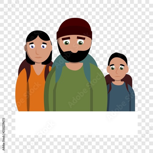 Sad homeless family icon. Cartoon of sad homeless family vector icon for web design  