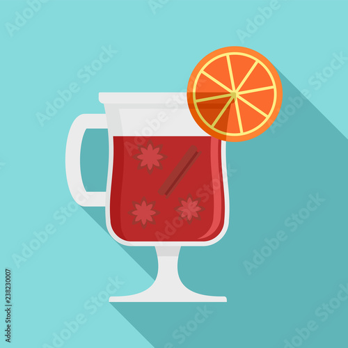 Mulled wine drink icon. Flat illustration of mulled wine drink vector icon for web design