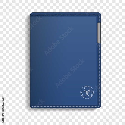 Leather sketchbook icon. Realistic illustration of leather sketchbook vector icon for web design