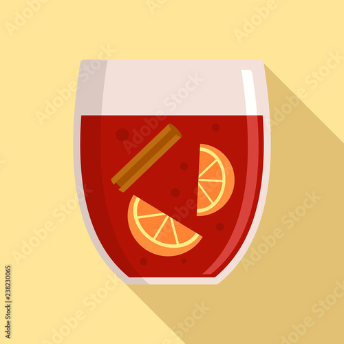 Hot mulled wine icon. Flat illustration of hot mulled wine vector icon for web design