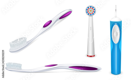 Toothbrush icon set. Realistic set of toothbrush vector icons for web design isolated on white background