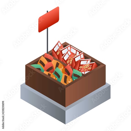 Market biscuit box icon. Isometric of market biscuit box vector icon for web design isolated on white background