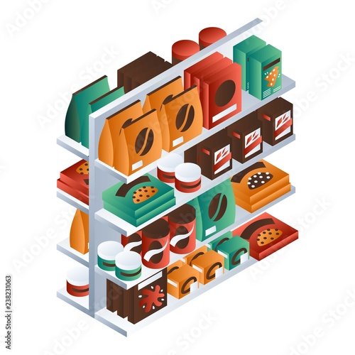 Candy food shelf icon. Isometric of candy food shelf vector icon for web design isolated on white background