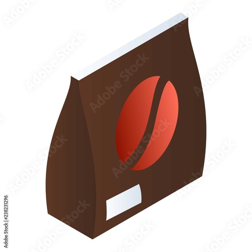 Black coffee package icon. Isometric of black coffee package vector icon for web design isolated on white background