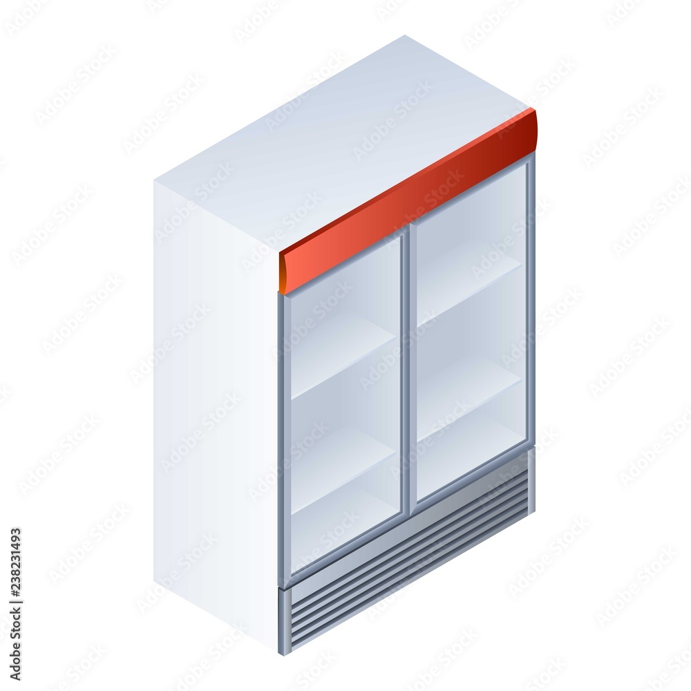 Drink fridge icon. Isometric of drink fridge vector icon for web design isolated on white background Drink fridge icon. Isometric of drink fridge vector icon for web design isolated on white background