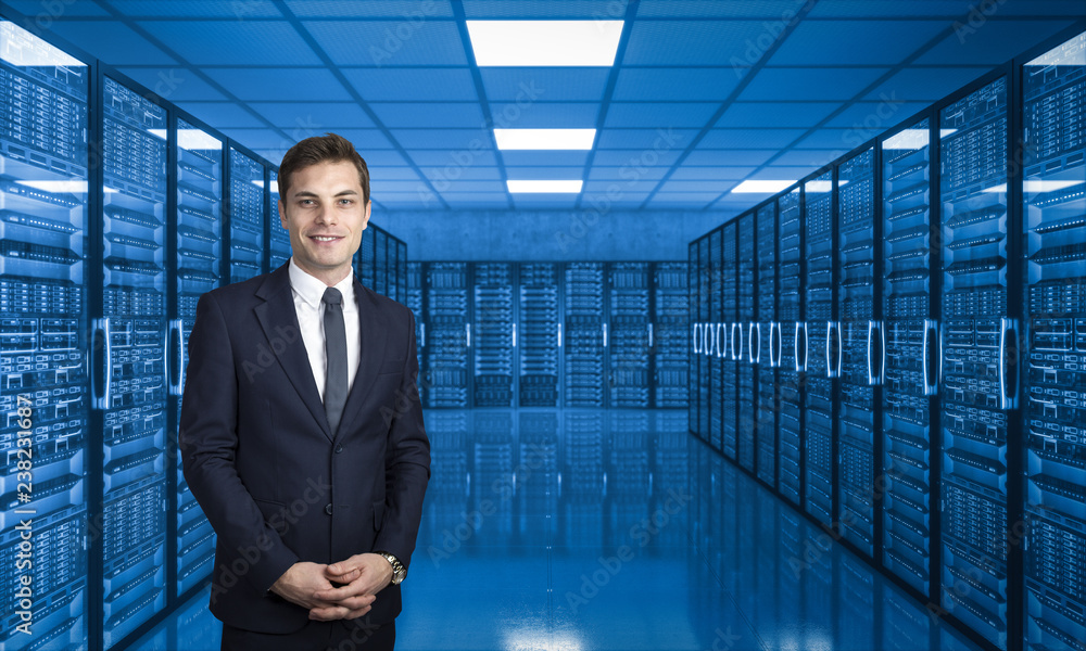 man in data center man in data center