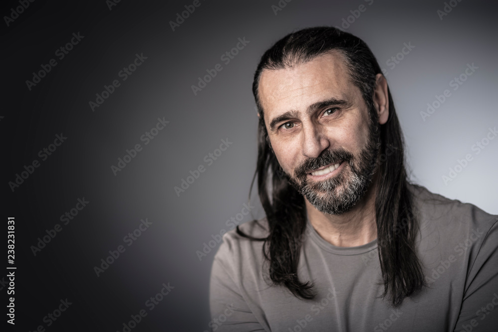 portrait of man with long hair