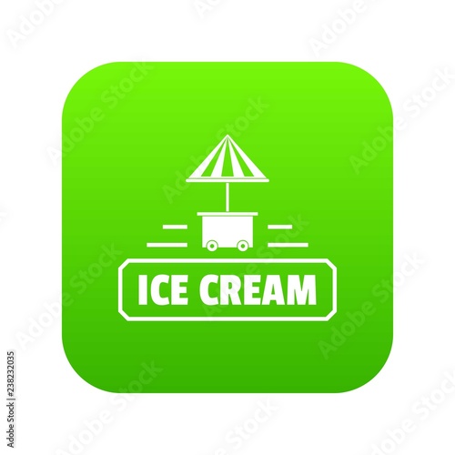 Ice cream stand icon green vector isolated on white background