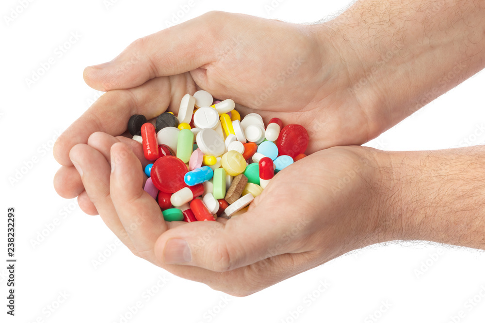 Hands with pills Hands with pills