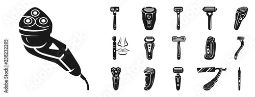 Shaver icon set. Simple set of shaver vector icons for web design on white background