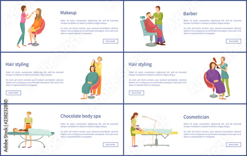 Makeup and Barber Man Beard Care Posters Vector