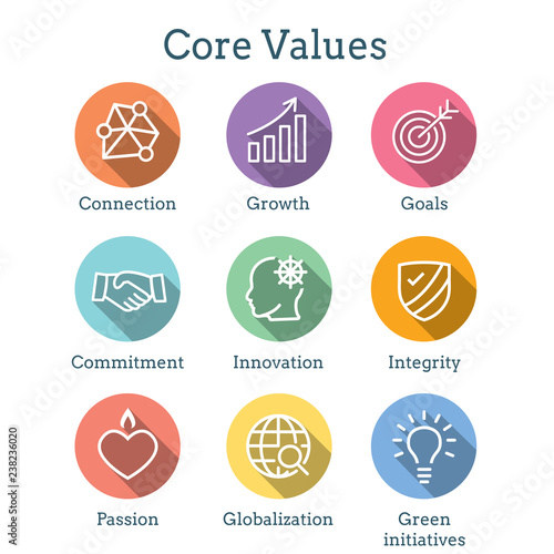 Core Values Outline / Line Icon Conveying Integrity - Purpose