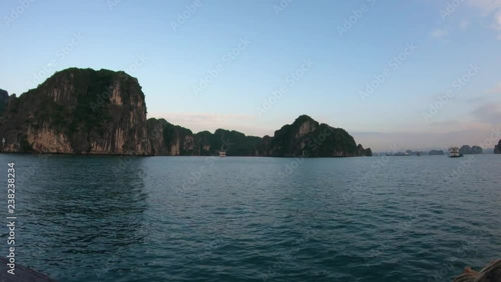 Timelapse panorama at Ha Long Bay (Descending Dragon Bay) popular tourist destination in Asia. Vietnam. Timelapse panorama at Ha Long Bay (Descending Dragon Bay) popular tourist destination in Asia. Vietnam.