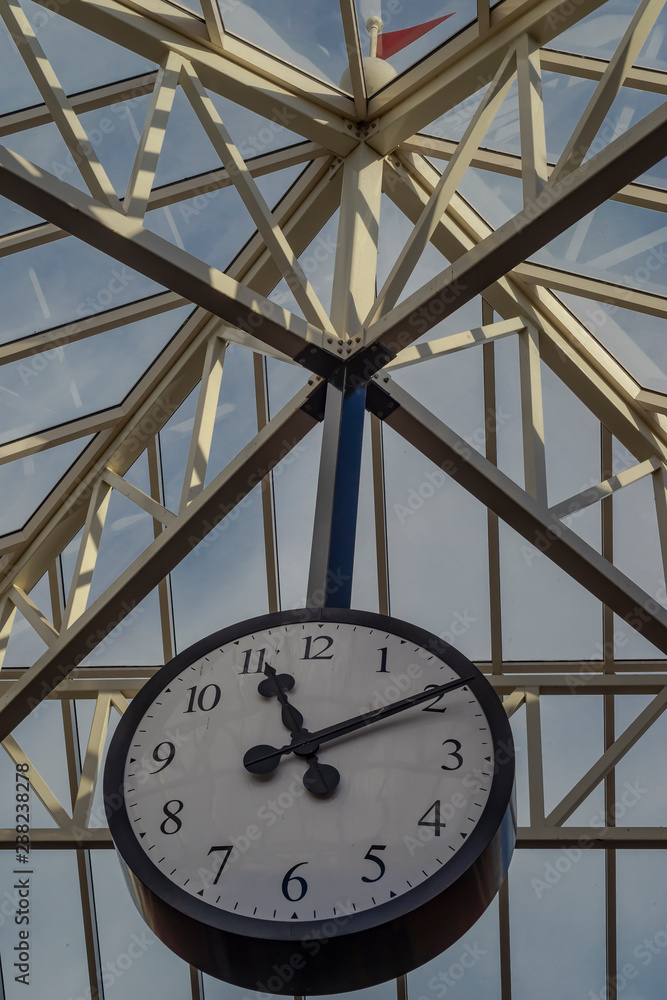 Big vintage clock in shopping mall, Noordwijk, Netherlands