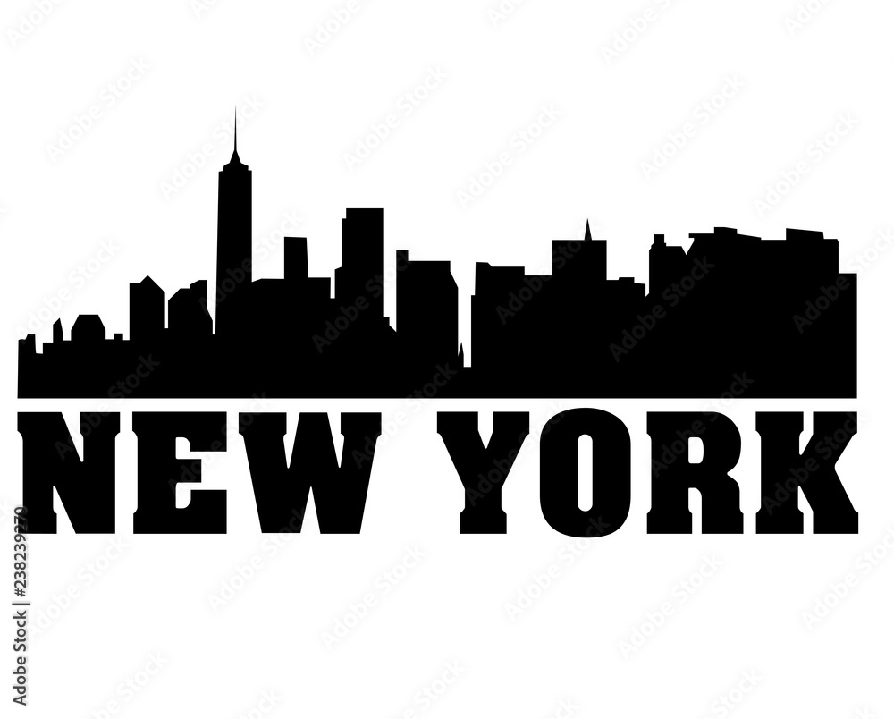 New york logo con silhouette skyline - vettoriale 