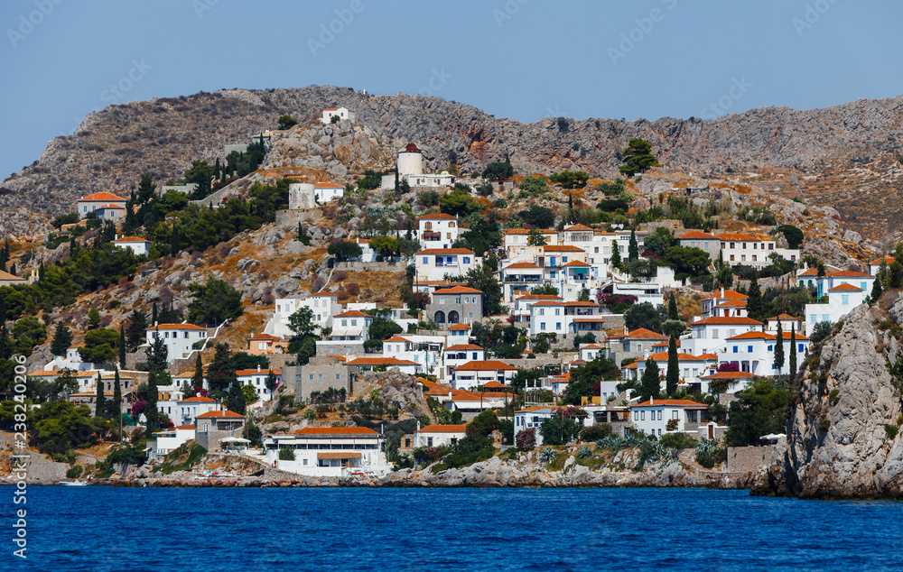 View from the sailing boat on the island of Peloponnese, Greece
