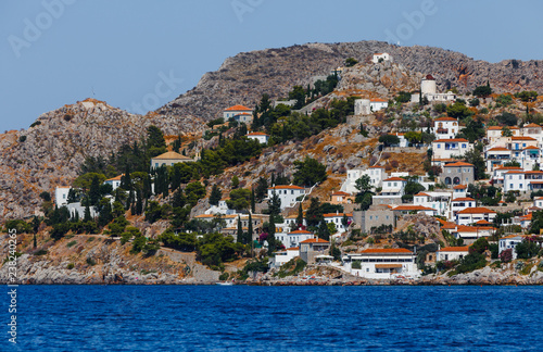 Fototapeta Naklejka Na Ścianę i Meble -  View from the sailing boat on the island of Peloponnese, Greece