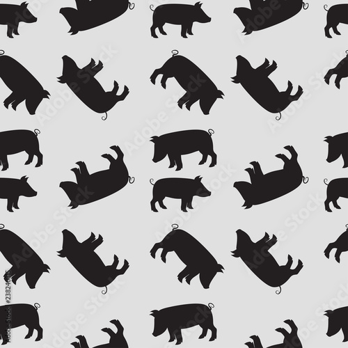 Seamless vector background with pigs.