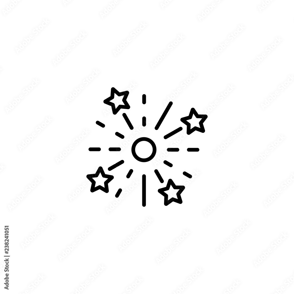 firework sparkle stars line icon black on white firework sparkle stars line icon black on white