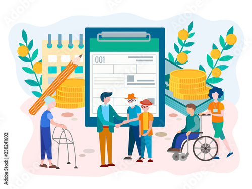 Social Security Benefits Form for pensioners and disabled person concept.