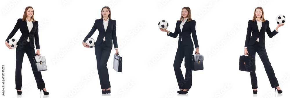 Businesslady with ball on white Businesslady with ball on white