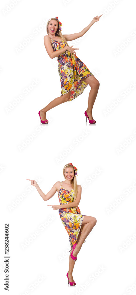 Fototapeta premium Collage of woman in fashion look isolated on white