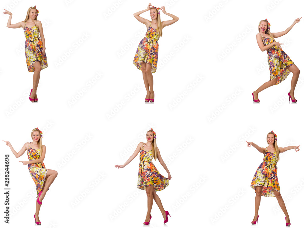 Collage of woman in fashion look isolated on white Collage of woman in fashion look isolated on white