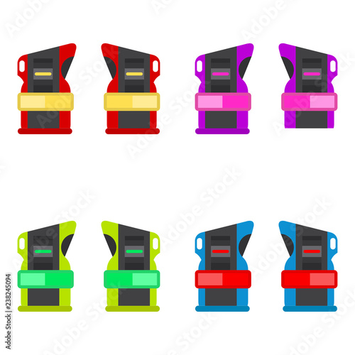 Set Gloves, protective for beginners, roller skating or skateboarding. Vector illustration. EPS 10. Boarding protective gear.