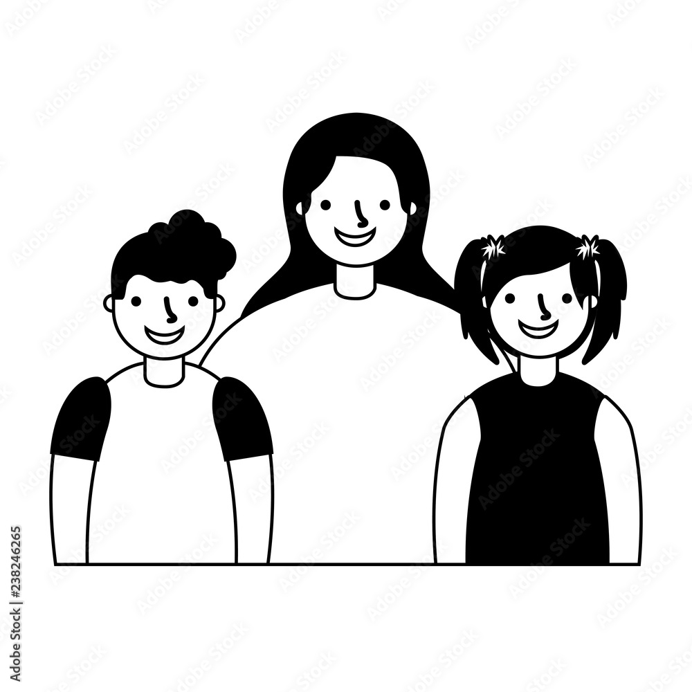 mother with son and daughter mother with son and daughter