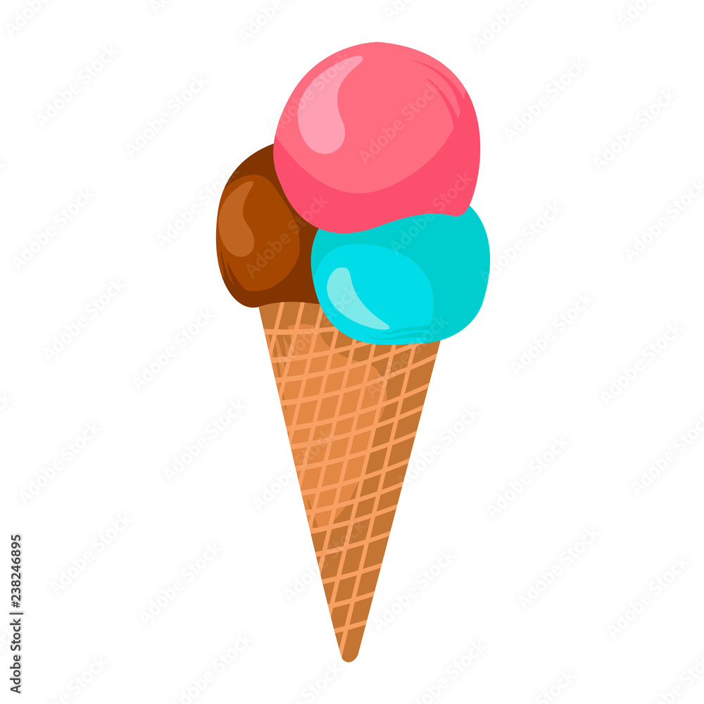 Ice cream ball in waffle cone | 3D model