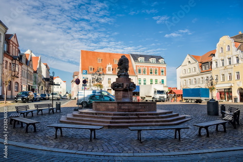 Obraz na płótnie Wurzen, Altstadt mit Ringelnatzbrunnen w salonie