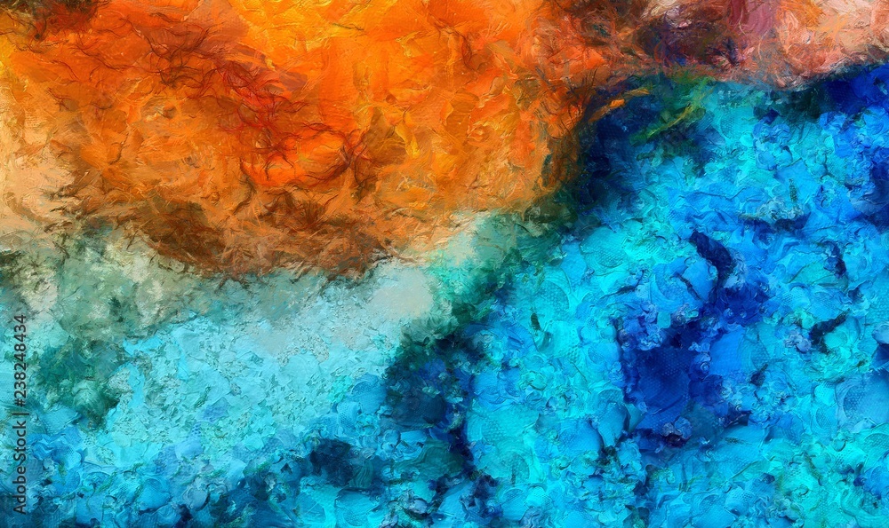 Fototapeta premium Detailed close-up grunge clouds abstract background. Dry brush strokes hand drawn oil painting on canvas texture. Creative simple pattern for graphic work, web design or wallpaper.