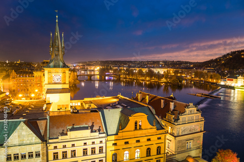 Photography panoramic view of prague old town