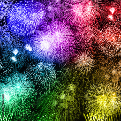Silvester Feuerwerk Sylvester Neujahr Hintergrund Quadrat bunt Neues Jahr Neuen Neu