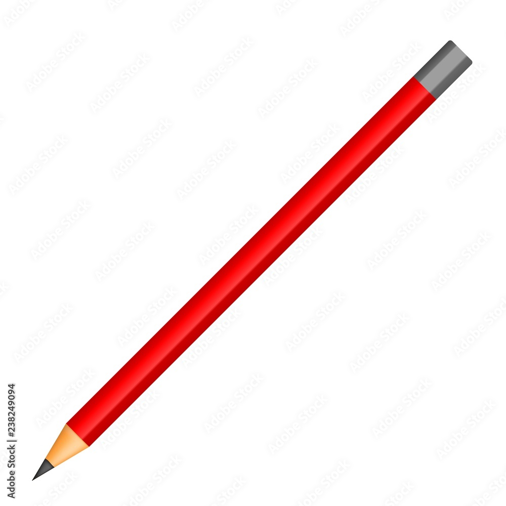 Red pencil icon. Realistic illustration of red pencil vector icon for web design isolated on white background Red pencil icon. Realistic illustration of red pencil vector icon for web design isolated on white background